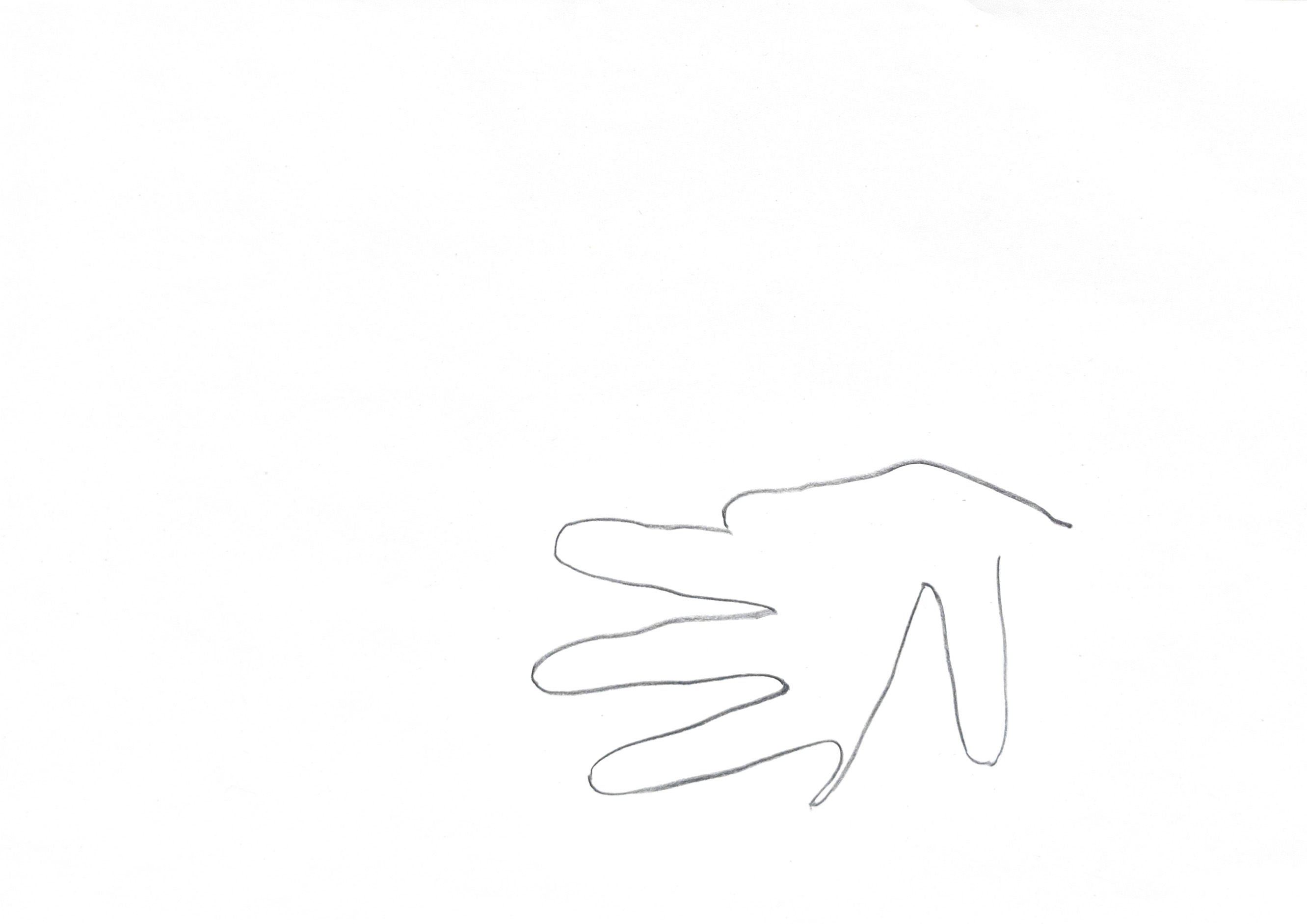outlined drawing of a hand
